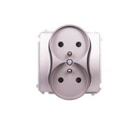 Presa doppia con/u 16A, 250V Simon Basic acciaio BMGZ2MZ.01/21
