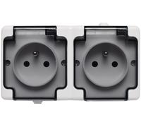 Presa doppia ermetica con/u IP54 con sportello BRYZA 181436
