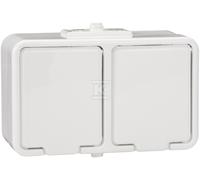 Presa doppia esterna con terra IP44 bianca CEDAR NT230H01