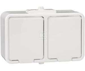 Presa doppia esterna con terra IP44 bianca CEDAR NT230H01