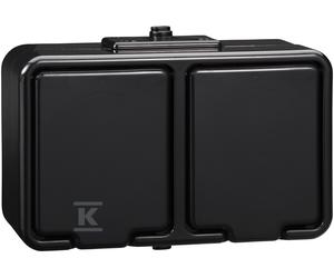 Presa doppia esterna con terra IP44 nera CEDAR NT230H05