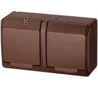 Presa doppia esterna IP44 marrone HERMES 0322-06