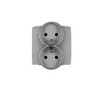 Presa doppia morbida con/u per telaio argento DECO 7DGPRSO-2zp