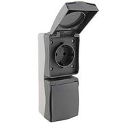 Presa doppia per ambienti umidi a 2 vie da parete con sportello di protezione - IP54 Presa esterna 250V verticale