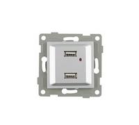 Presa - doppia presa USB - doppia porta USB, 5 V, 2.1 A, finitura in titanio, materiali durevoli e moderni, facile installazione. *