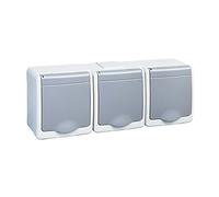 Presa doppia schuko IP44, 16 A/250 V, a incasso, per ambienti umidi, grigia