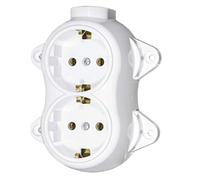 Presa doppia Schuko retrò vintage da incasso bianca IP 20