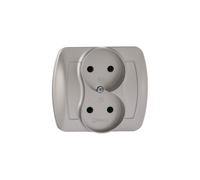 Presa doppia/U in alluminio 16A IP20 Simon Akord AG2/26