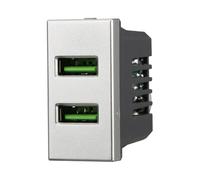 Presa doppia USB 2.0 tipo A 5Vdc 2A, Moduli Grigi, grigio, Compatibile Con BTicino Axolute, antenna, ethernet, TV, antenna, USB, schuko, Per Placche originali e compatibili