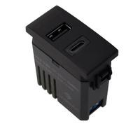 Presa USB Doppio, Caricatore USB 2 Porte, Compatibile Con Bticino Living, Compatibile Con Vimar Plana (USB-C + USB-A 5V 3A, Nero)