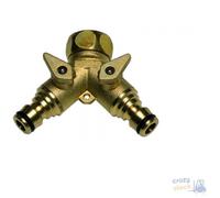 PRESA DOPPIO RUBINETTO IN OTTONE AD INNESTI RAPIDI PAPILLON FEMMINA 3.4