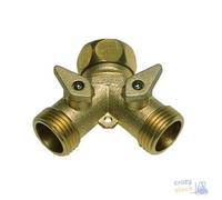 PRESA DOPPIO RUBINETTO IN OTTONE CON 2 ATTACCHI PAPILLON MASCHIO 3.4