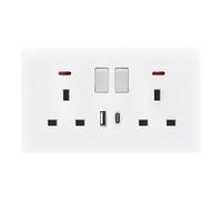 Presa elettrica a parete, multipresa - doppio convertitore adattatore caricatore prolunga con 2 porte per casa, cucina, esterno, camera da, ufficio e dormitorio