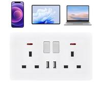 Presa Elettrica a Parete | Presa Elettrica - Adattatore Estensione Doppia con 2 Porte Convertitore per Camera Ufficio Casa Bagno Esterno