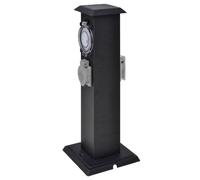Presa Elettrica da Giardino a Pilastro Nero con Timer
