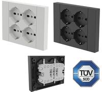 Electraline 22115 Multipresa da incasso Quadra 4 Posti Universali P40, compatibile con tutte le scatole da incasso 3 posti (muratura o cartongesso)