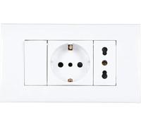 Presa Elettrica da Muro con 1 Interruttore, 1 Shuko e 1 Presa Bipasso, Multipresa da Incasso Prese Elettriche con Placca Perfetta per Molteplici Utilizzi, Casa, Ufficio