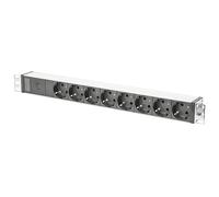 DIGITUS DN-95410 - Presa multipla da 19" - 8 prese - 1U - ingresso IEC C14 - fusibile di back-up - 250VAC 50/60Hz - 10A - 2500W - Per armadi di rete e server da 19