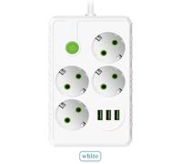 Presa elettrica Multipla 2500 watt con 4 Prese e 3 porte USB intelligente 2 m