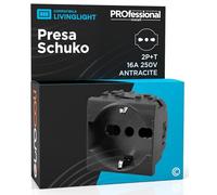 Presa Elettrica Schuko Unel 16A 250V Compatibile con BTicino Livinglight Presa Italiana 2P+T Bipasso Bivalente 10/16A Frutti Elettrici Colore Antracite