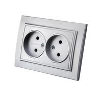 Presa elettrica Silvery Power a 2 prese UE con presa di terra, spine con vernice spray ignifuga, presa incorporata in plastica(2 Socket Not Ground)