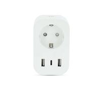 PRESA ELETTRICA SMART NEDIS Smart plug WiFi con USBC e 2x USBA, 220-240 V, Porte USB 3, Amazon Alexa