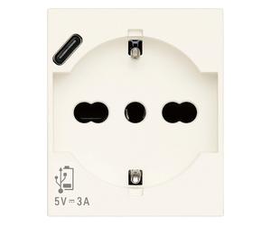 Presa elettrica Vimar 2P+T 16A universale + USB C bianco Bianco