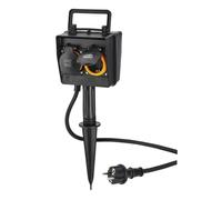 Presa esterna a 2 prese, con timer e picchetto, resistente alle intemperie, IP44