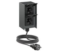 Presa esterna doppia STEDDA con cavo da 2 m, IP44, acciaio inossidabile,