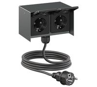 Presa esterna doppia STEDDA con cavo da 2 m, IP44, acciaio inossidabile,