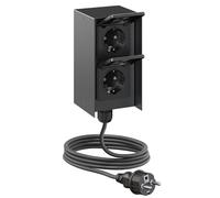 Presa esterna doppia STEDDA con cavo da 2 m, IP44, acciaio inossidabile nero,