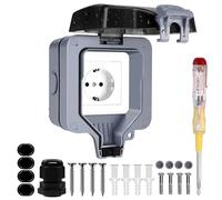 Presa esterna impermeabile IP66 per esterni, 1 presa esterna da parete, resistente alle intemperie, con contatto di protezione, presa da parete con coperchio a ribalta per ambienti umidi, giardini,