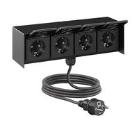 Presa esterna quadrupla STEDDA con cavo da 2 m, IP44, acciaio inossidabile nero,