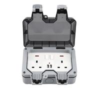 Presa esterno Società esterna impermeabile 2 banda fuori dalla spina uk spropick IP66 13amp a parete a doppia presa esterna prese elettriche