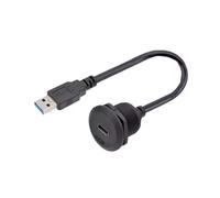 Presa Femmina del Pannello Lunghezza 30cm con Spina Maschio Dritta per Installazione Frontale con Connettore Circolare Thread USB3.0