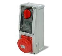 Presa fissa interbloccata da parete 3P+E 16A 380V con portafusibili 10,3x38 IP67