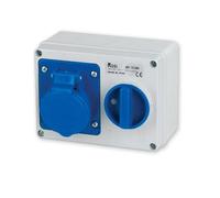 Presa fissa interbloccata orizzontale da parete con fondo 220V 2P+T IP44