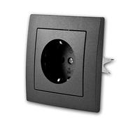 Presa FLAIR antracite, 250V~/16A, da incasso, con cornice, connessione a vite
