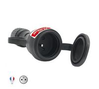 Presa francese std. 2P+E 16A corpo nero IP44 con coperchio in gomma HI-PRO Antib