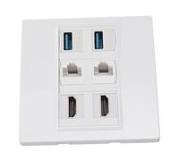 Presa HDMI, Piastra a Muro Multimediale a 6 Porte Piastra a Muro HDMI Adattatore Multiporta HDMI 5Gbps 4K 60HZ Interfaccia Multimediale HD Cat6 RJ45 USB3.0 Combo Pannello a Muro