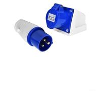 Presa impermeabile IP44 16A a 3 pin per collegamento roulotte | IP44 nominale, design a prova di spruzzi, tensione massima 250V, montaggio a parete, alloggiamento blu