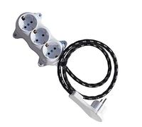 Presa in tessuto bianco con spina di sicurezza, 3 prese multiple, per mobili, dietro spina piatta, presa elettrica, commutabile, protezione per bambini in tessuto, stile antico retrò