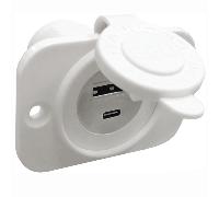 Presa incasso doppia USB Type-A + Type-C bianca