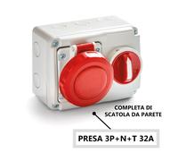 PRESA INDUSTRIALE INTERBLOCCATA 2P+T 3P+T 3P+N+T INCASSO O PARETE IP67 220V 380V