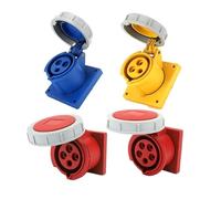 presa industriale, IP67, 3 fori, 4 , diritto, rosso