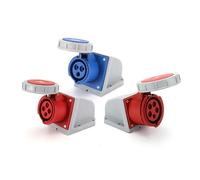 presa industriale, IP67, 3 fori, 4 , diritto, rosso