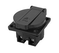 Presa Industriale Tedesca Impermeabile, 250V 16A, Plastica PA66, Ottone, Nero, 65x50x40mm, per Generatore Cantiere
