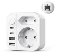 Presa Inglese Italiana Adattatore 6 IN 1, 3250W Adattatore UK con 4 USB,Tipo G Adattatori Presa Inglese per Regno Unito, Irlanda, Scozia,Dubai, Maldive