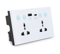 Presa intelligente universale EU UK US Tuya WiFi bianca con interruttore e porta USB e tipo C Smart Life