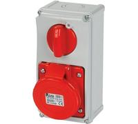 Presa interbloccata con fondo, 380V, 4 poli, 16A trifase IP54 - Rosi 19.3314R6